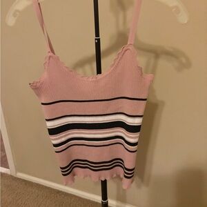Pink ,Black, and White Striped tank top